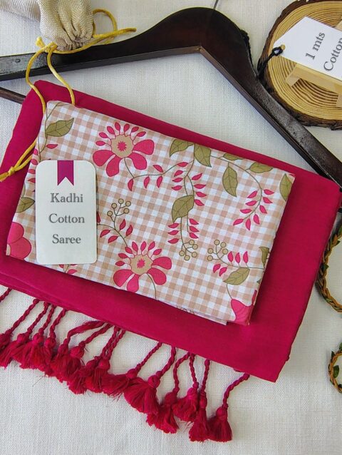 Khadi cotton saree 🥻, with unstitch blouse 1 mtr.